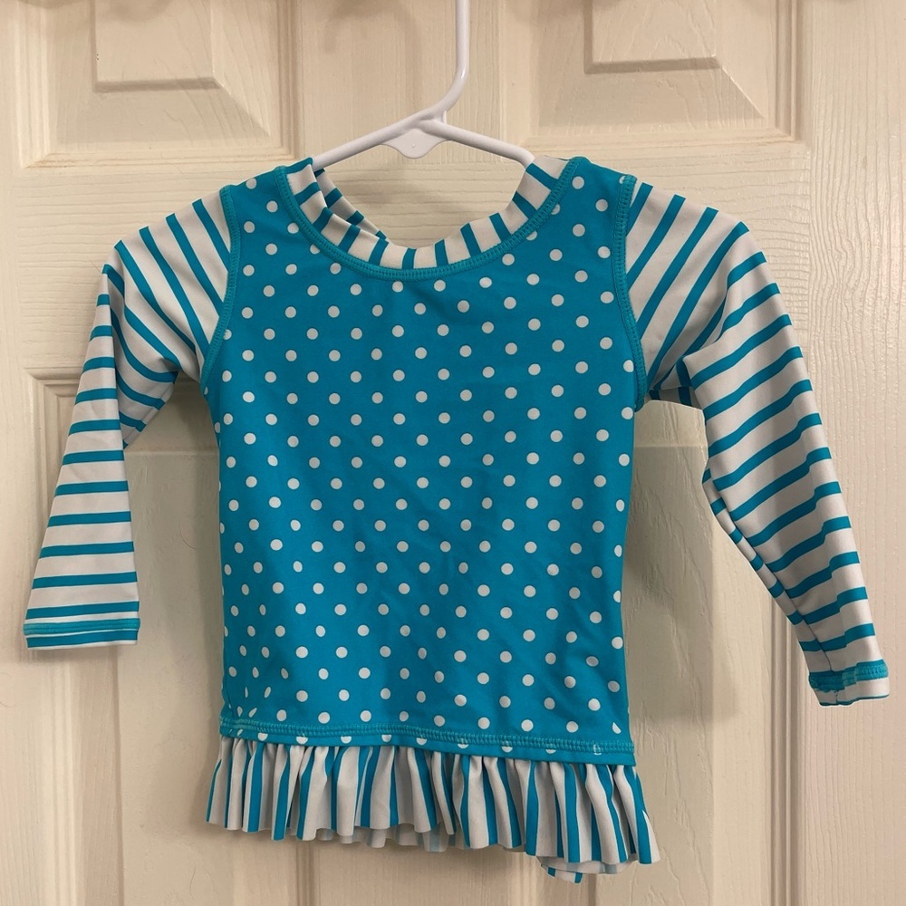 Ruffle Butts Polka Dot Rash Guard (12 - 18 months)